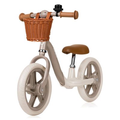 Bicicleta fara pedale, Lionelo, Alex Plus, Usoara, Cu ghidon si sa reglabile, Include cos depozitare si sonerie, Din otel, Cu roti din spuma EVA, 12 inch, Beige Sand BYNLO-ALEX_PLUS_BEIGE_SAND