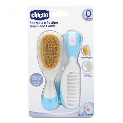 Set pieptan si perie Chicco, par natural, bleu CHC06569-7_BLEU