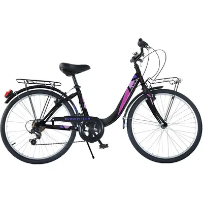 Bicicleta dino bikes 24' city summertime negru hubdb-404r-04-bk
