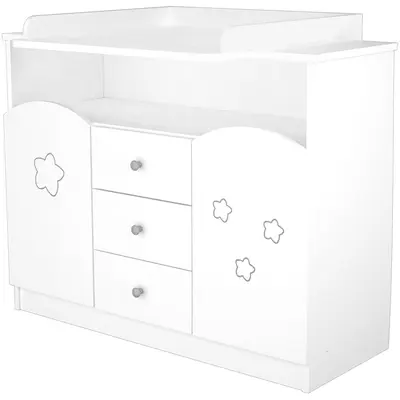 Comoda de infasat hubners matei 106 cm alb cu stelute hubcihm106as