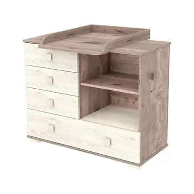 Comoda de infasat hubners sofia 107 cm crem nisip hubcihs107cn