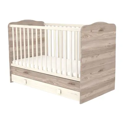 Patut copii transformabil din lemn cu sertar hubners sofia 140x70 cm crem nisip hubpthsscn