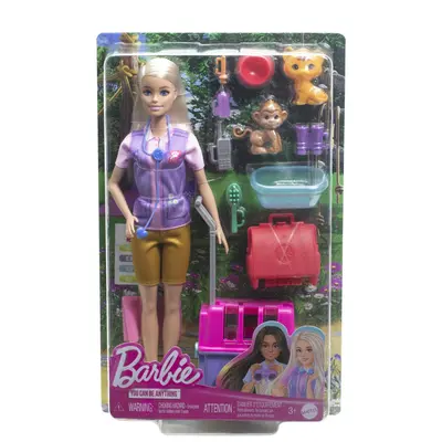 BARBIE YOU CAN BE SET PAPUSA CU DOUA ANIMALUTE DIN JUNGLA VIVMTHRG50