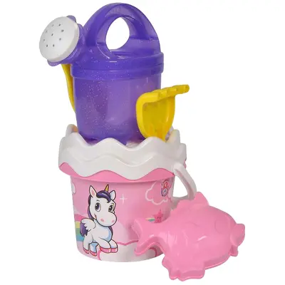 Set jucarii pentru apa si nisip unicorn, cu galetusa, sita, stropitoare si unelte - okeagi1324-0uni