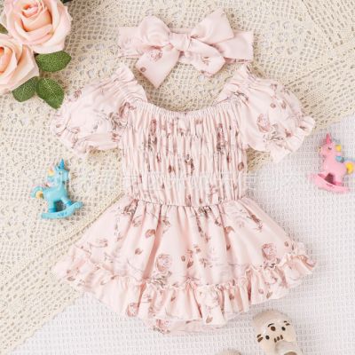 Body roz banan cu fustita cu volanase pentru fetite MBNew221-de2
