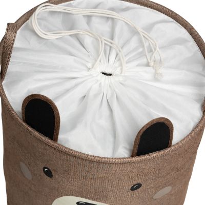 Cos Pliabil Pentru Depozitare Jucarii cu Snur pentru Inchidere, PREMIUM XL, 63 l, Impermeabil, SIPO, Brown Bear EKDXB05
