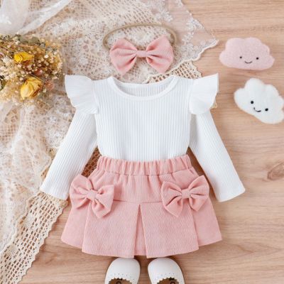 Costumas cu bluzita si fustita roz pudra din reiat MDNew215