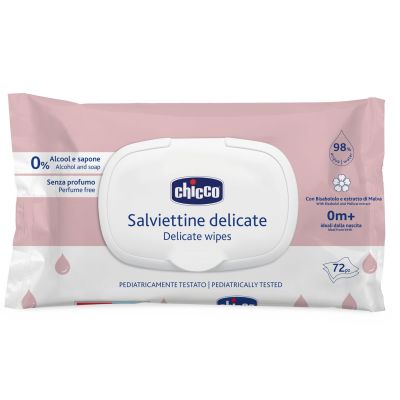 Servetele umede Chicco cu clapeta, fara alcool si sapun, 72bucati, 0luni+ CHC1205060-7