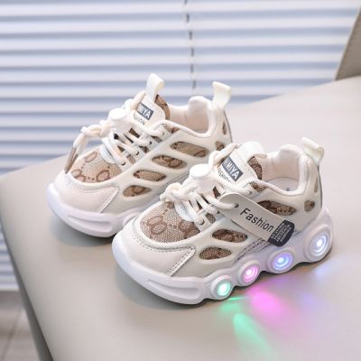 Adidasi crem cu alb cu luminite ADG-58-2-c