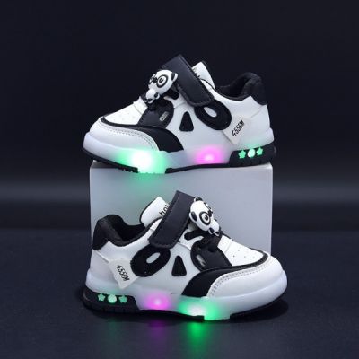 Adidasi negru cu alb cu luminite - Panda MB8001-1-c