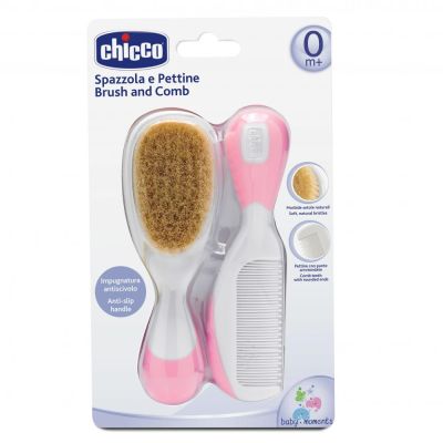Set pieptan si perie Chicco, par natural, roz CHC06569-7_ROZ