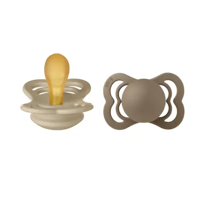 Bibs - set 2 suzete supreme latex, tetina simetrica, 0 luni +-vanilla/dark oak bbb170336