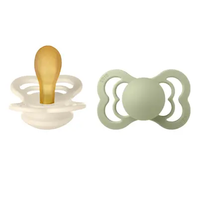 Bibs - set 2 suzete supreme latex, tetina simetrica, 6 luni +-ivory/sage bbb270346