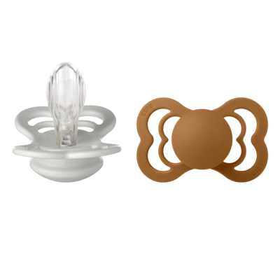 Bibs - set 2 suzete supreme silicon, tetina simetrica, 6 luni +-haze/caramel bbb260358