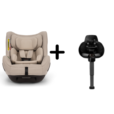 Nuna - set scaun auto rotativ i-size todl next biscotti, 40-105 cm + baza isofix base next i-size pentru todl next, testat adac bbbcs14910bisglset