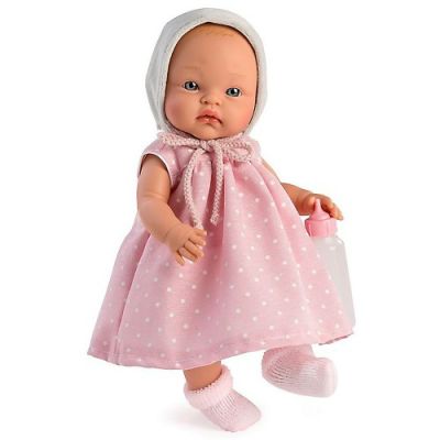 Bebelus alex cu rochita roz si biberon 36cm as0526050