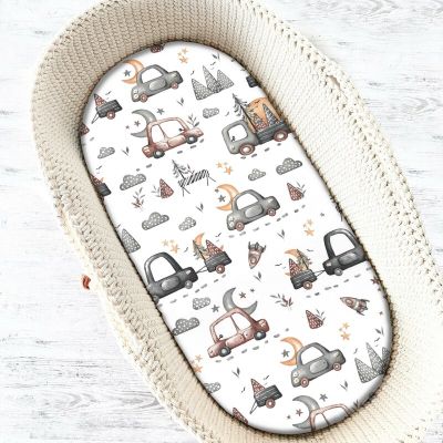 Cearceaf cu elastic, MimiNu, Pentru landou, carucior si cosulet, Dimensiune 80x35 cm, Din bumbac certificat Oeko Tex Standard 100, Design, Cars Grey BYN6426972025317