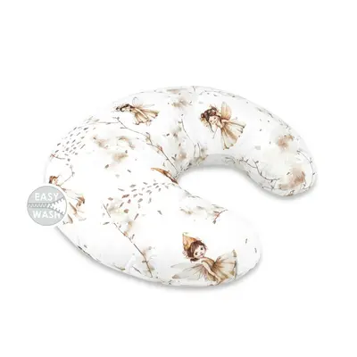 Perna pentru alaptat, MimiNu, Din bumbac certificat Oeko Tex Standard 100, Cu husa detasabila, Cu fermoar securizat, Circumferinta 155 cm, Fairy BYN6426972025423
