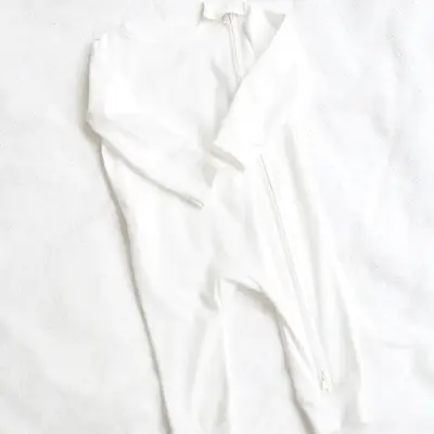 Salopeta Bebelusi Cu Maneca Lunga, Inchidere Cu Fermoar, Marimea 74, Alb, Set De 2 Bucati Pjb4195702