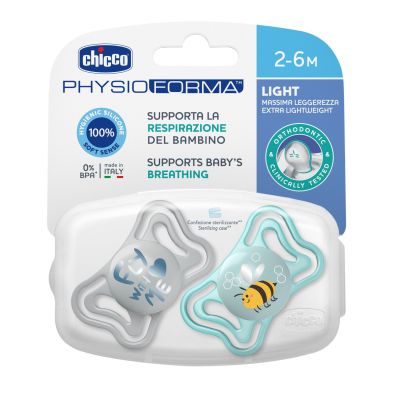 Suzeta Chicco PhysioPhorma Light, 2bucati, albastre, 2-6luni CHC7103721-7