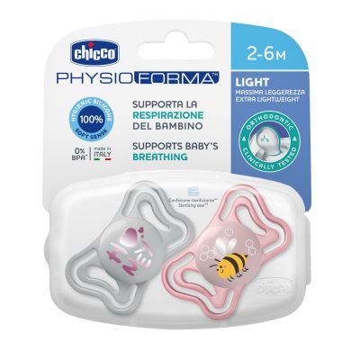 Suzeta Chicco PhysioPhorma Light, 2bucati, roz, 2-6luni CHC7103711-7