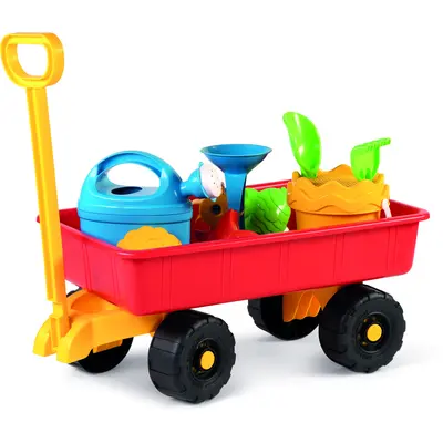 Carucior mare cu unelte pentru apa si nisip, stropitoare si galetusa incluse - okeagi6994-0001