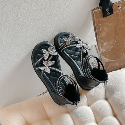 Sandale negre pentru fetite - fluturasi adxxj-8110-2-si