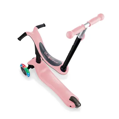 Trotineta globber go-up sporty, 3 in 1, cu lumini, culoare roz pastel funk452-210