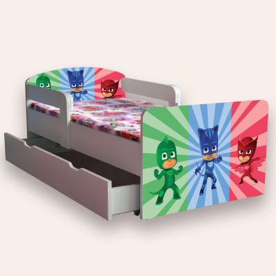 Pat Copii Eroi In Pijamale Cu Manere Mare 2-12 Ani Cu Sertar Cu Saltea Inclusa 160x80 Cmg46521031295316