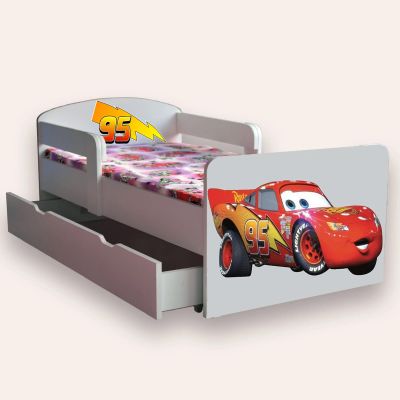 Pat Copii Fulger Mcqueen Cu Manere Mic 2-8 Ani Cu Sertar Varianta fara Saltea Cmg46495216304468