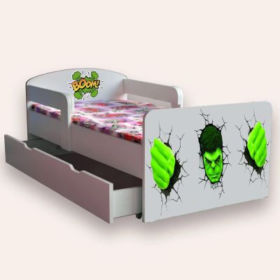 Patut Copii Hulk Cu Manere Mic 2-8 Ani Cu Sertar Cu Saltea Inclusa 140x70 Cmg46495223447892