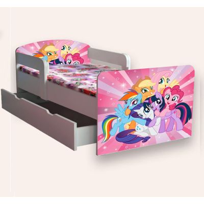 Pat Copii Little Pony Cu Manere Varianta 2 Mic 2-8 Ani Cu Sertar Cu Saltea Inclusa 140x70  Cmg46968549376340
