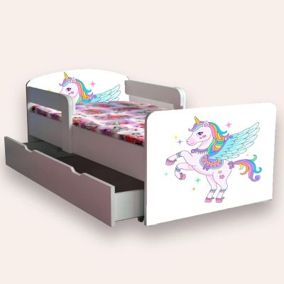 Pat Pentru Copii Unicorn Cu Manere Mic 2-8 Ani Cu Sertar Varianta fara Saltea Cmg46521018876244