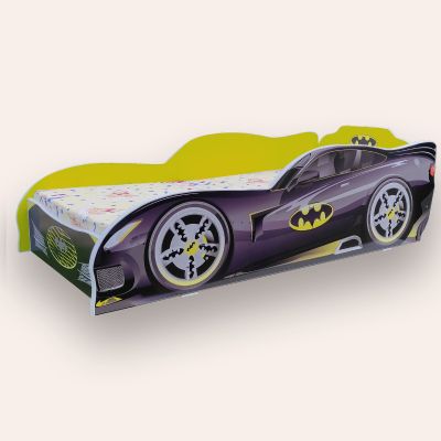 Pat Masina Batman Mic 2-8 Ani Pentru Saltele 140x70 Galben Cu Saltea Inclusa Cmg43410600722689