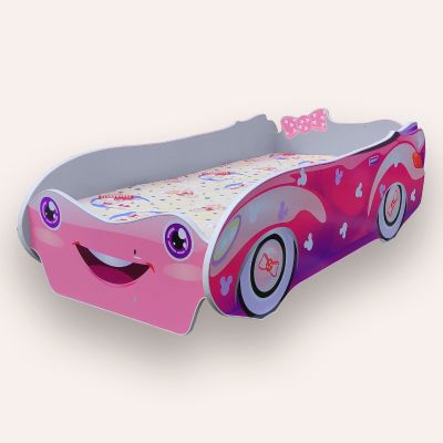 Pat Masina Minnie Mare 2-12 Ani Pentru Saltele 160x80 Alb Cu Saltea Inclusa Cmg43222846079233