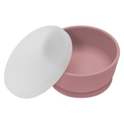 Bol din silicon cu ventuza si capac, AppeKids - Old Rose KRTAK275770