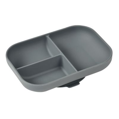 Farfurie compartimentata din silicon cu ventuza Beaba Mineral Grey ERFB913548