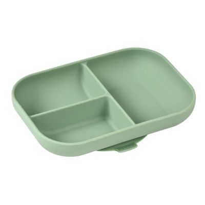 Farfurie compartimentata din silicon cu ventuza Beaba Sage Green ERFB913549