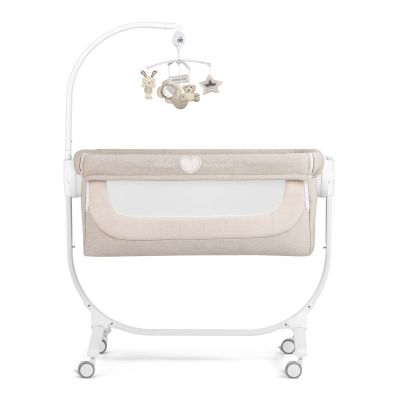 Patut Cu Leganare, Cullami, Co-sleeper 2 In 1, Cu Laterala Culisanta, Cu Setare Unghiulara, Cu Roti, Reglabil In 8 Pozitii Pe Inaltime, Melange Beige Pjb154b