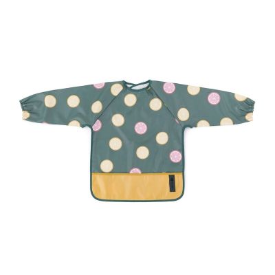 Baveta impermeabila, Petite&Mars, Cu maneci lungi, Usor de curatat, inchidere prin velcro, Dimensiune 38x42 cm, 24 luni+, Beige Citrus BYN413745