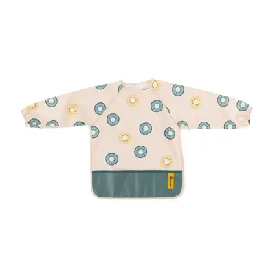 Baveta impermeabila, Petite&Mars, Cu maneci lungi, Usor de curatat, inchidere prin velcro, Dimensiune 38x42 cm, 24 luni+, Green Kiwi BYN413743