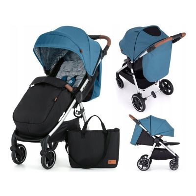 Carucior sport, Petite&Mars, Royal, Include husa pentru scaun, husa pentru picioare, geanta pentru scutece si capotina extensibila, Cu fereastra, Impermeabila, Cu SPF 50, Aluminiu, 0-22 kg, 111 x 57 x 86 cm, Ocean Blue BYN466500+566830