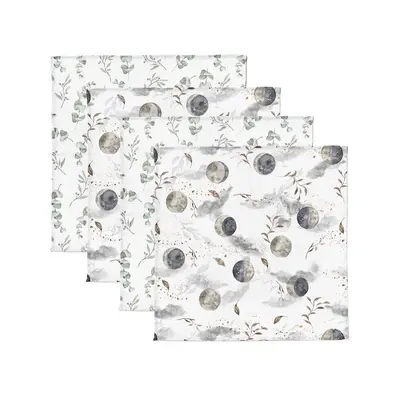 Set 4 Museline Din Bumbac Si Bambus, Scutec Multifunctional Eucaliptus + Moonlight, 30 X 30 Cm Pjb2089