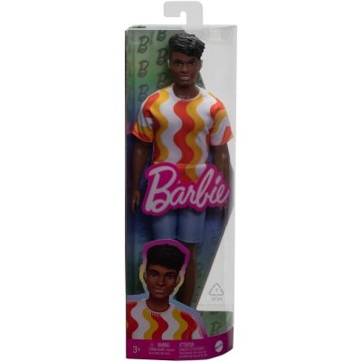 BARBIE PAPUSA BAIAT FASHIONISTAS CU TRICOU CU DUNGI ALBE SI PORTOCALII SI APARATE AUDITIVE VIVMTDWK44_HRH23
