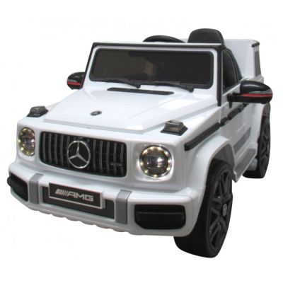 Masinuta electrica cu telecomanda, roti eva, scaun piele mercedes g63 - alb edeedibbh-0002alb