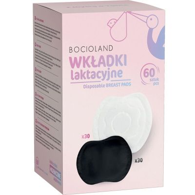 Tampoane pentru san, Bocioland, Set 30 bucati albe + 30 bucati negre, Ambalate individual, Cu banda adeziva pentru o fixare usoara, Alb/Negru BYNBL160