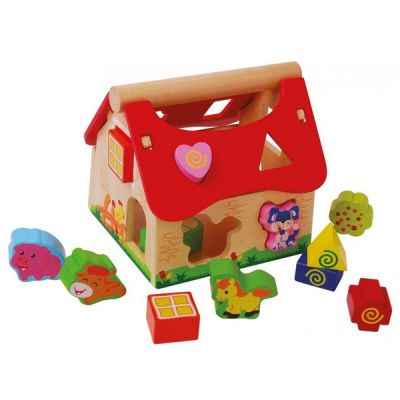 Casuta din lemn si cuburi 2044 ecotoys ede2044