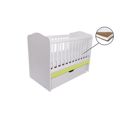 Patut vessanti como balansoar - alb cu verde + saltea cocos 10 cm edep10db_d134