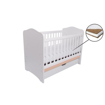 Patut vessanti como cu sertar - alb cu cappucino + saltea cocos 10 cm edep10dcs_d126