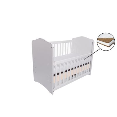 Patut vessanti como culisant cu sertar - alb cu bej + saltea cocos 10 cm edep10dclcs_d102